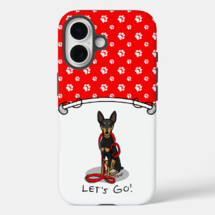 Funda iPhone 16 ¡Vamos! Miniature Pinscher (negro y canela 1)