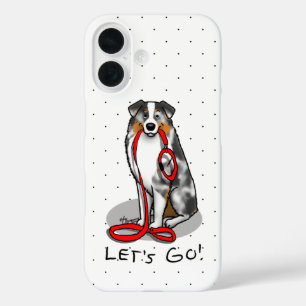 Funda iPhone 16 ¡Vamos! Pastor australiano (azul merle tan/w 1)