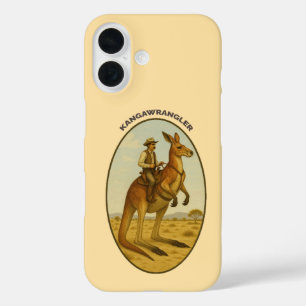 Funda iPhone 16 Vaquero Vintage del Outback Montando un Canguro Gi