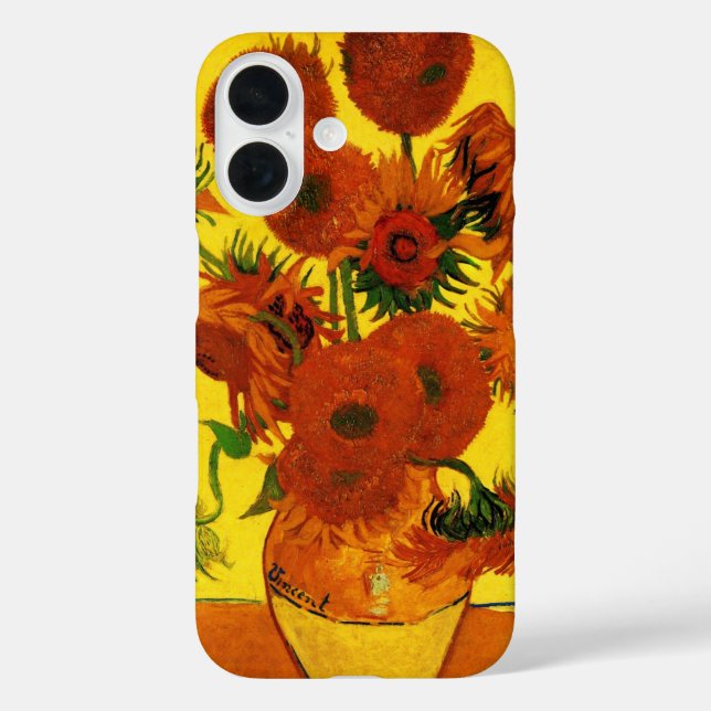 Funda iPhone 16 Vase de la vida con 15 girasoles Vincent van Gogh (Reverso )