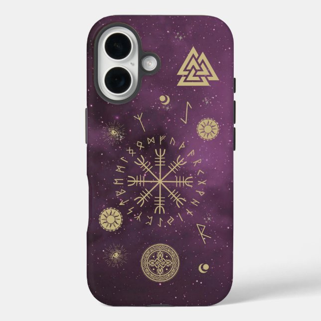 Funda iPhone 16 Vegvisir y Norse Runes | Esotérico (Reverso )