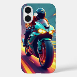 Funda iPhone 16 Velocidad Rush: Maletín de neón para teléfono