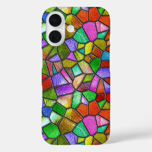 Funda iPhone 16 Ventana de Vidrio Emplomado Abstracto Colorido