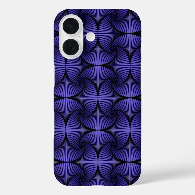 Funda iPhone 16 Ventilador de vieira 3D geométrico gráfico Púrpura (Reverso )