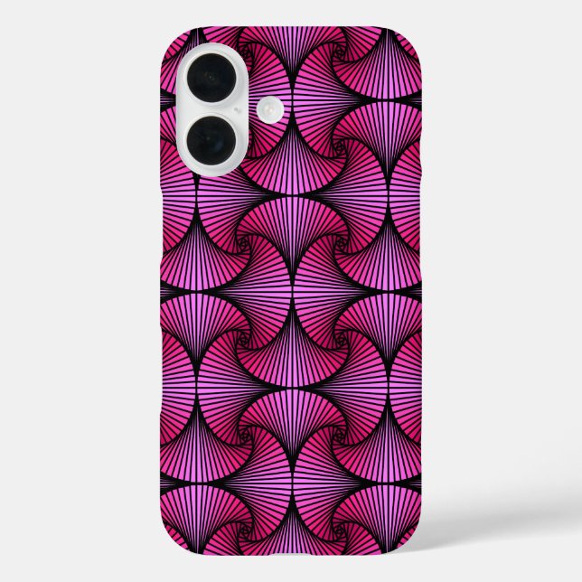 Funda iPhone 16 Ventilador de vieira 3D geométrico gráfico rosa (Reverso )