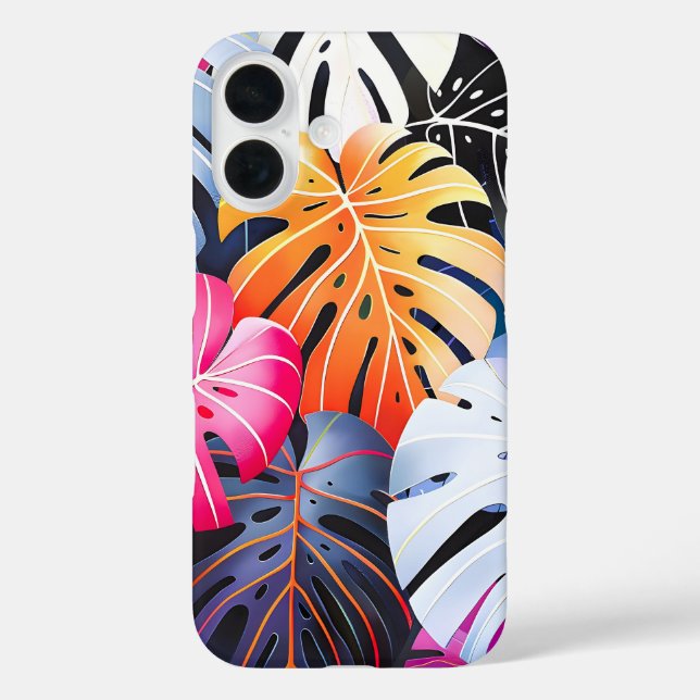 Funda iPhone 16 Verano tropical hojas de Monstera (Reverso )