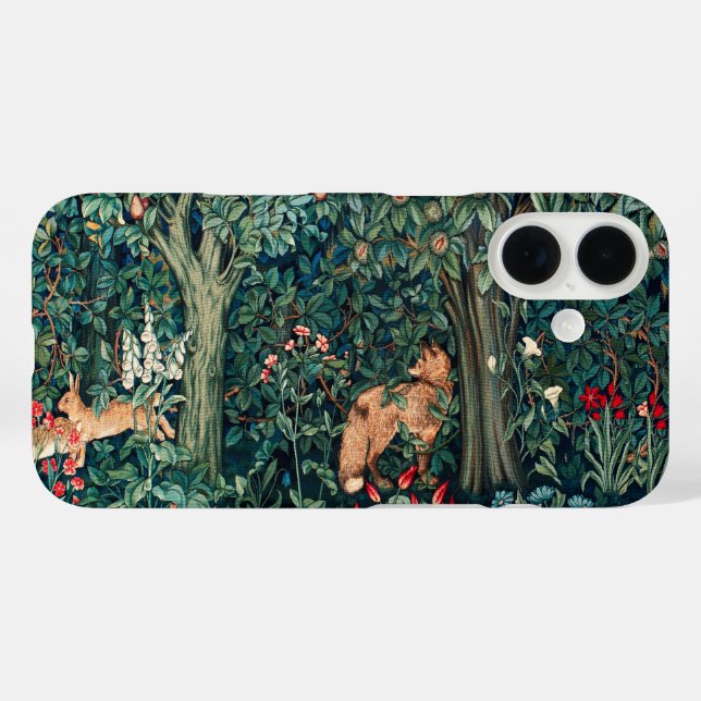 Funda iPhone 16 VERDAD, ANIMALES FORESTALES Hares, Fox, Floral Ver (Reverso (Horizontal))