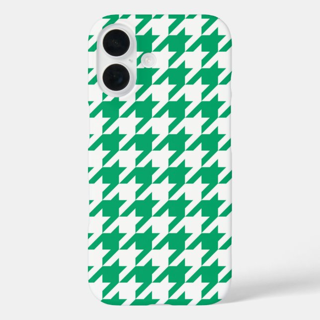 Funda iPhone 16 Verde Cuadro Piedra Houndstooth (Reverso )