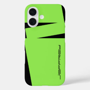 Funda iPhone 16 Verde moderno con nombre negro Minimalista manipul