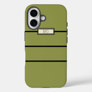 Funda iPhone 16 Versátil Estilo Monograma Moderno Amarillo Verde