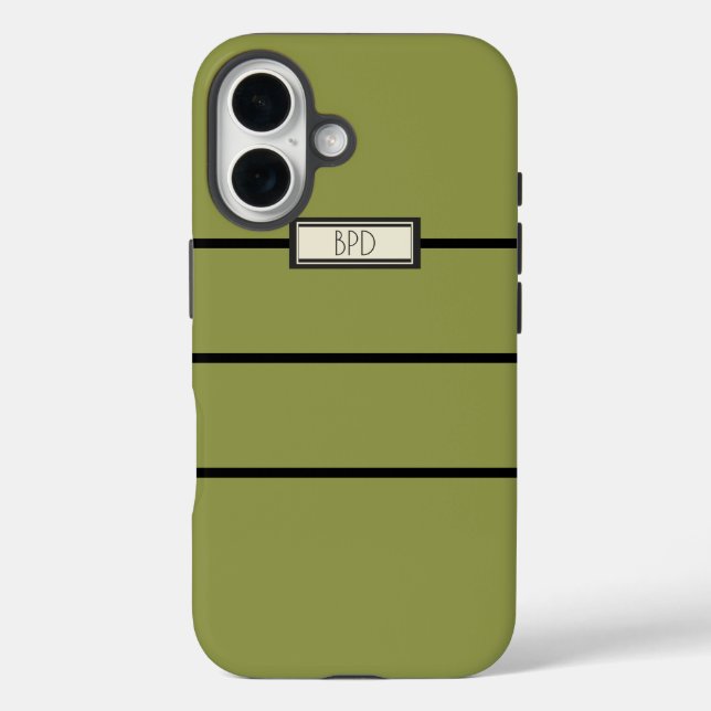 Funda iPhone 16 Versátil Estilo Monograma Moderno Amarillo Verde (Reverso )