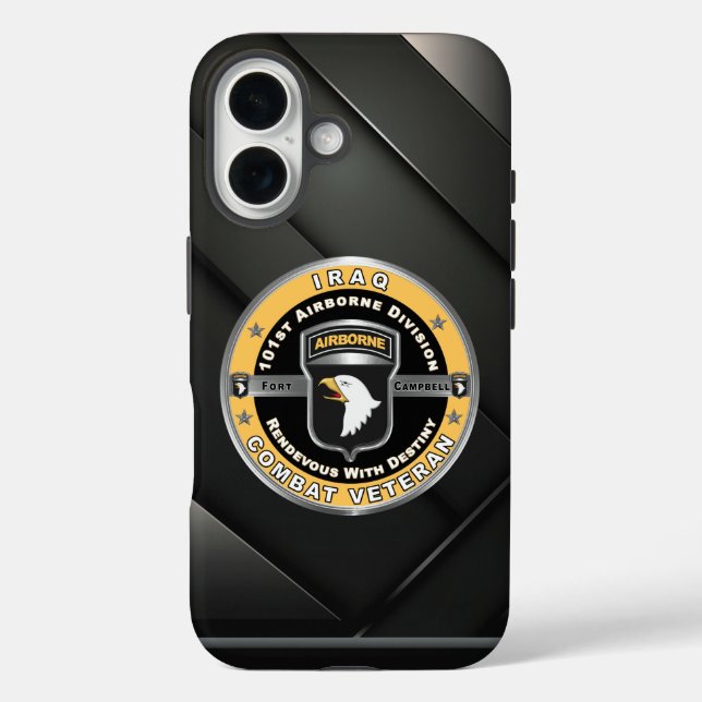 Funda iPhone 16 Veterano de la División Aerotransportada 101 en Ir (Reverso )
