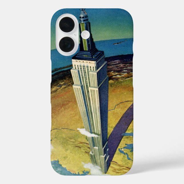 Funda iPhone 16 Viaje Clásico Nueva York Edificio Empire State (Reverso )