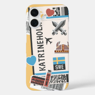 Funda iPhone 16 Viaje de Katrineholm Viking Suecia con tarjeta de