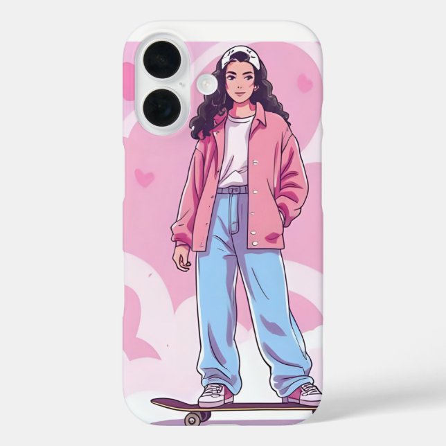 Funda iPhone 16 Vibes de Chica para patinadores - Collage estético (Reverso )