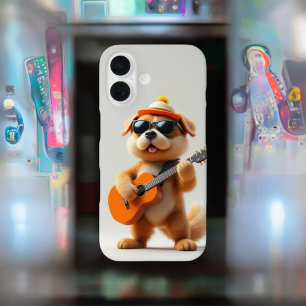Funda iPhone 16 Vibes de colores: Perro lindo con guitarra