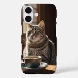 Funda iPhone 16 Vibes de gato y café