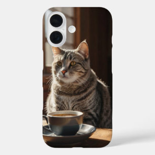 Funda iPhone 16 Vibes de gato y café