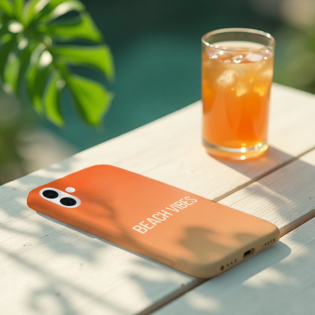 Funda iPhone 16 Vibes de playa Sunset - Gradiente moderno (Sunset gradient style for your tech. Carry 'Beach Vibes' everywhere.)