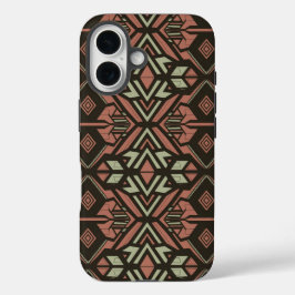Funda iPhone 16 Vibes tribales - Patrón geométrico azteca terrestr