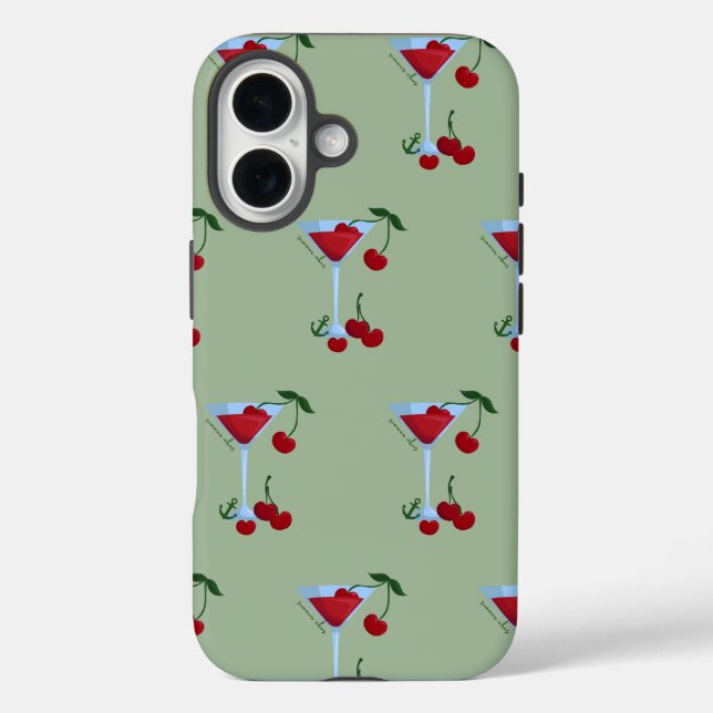 Funda iPhone 16 Vibraciones de verano de cereza (Reverso )