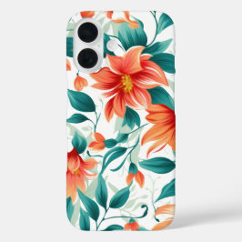 Funda iPhone 16 Vibrant Orange Floral Garden Pattern - Elegant Tea