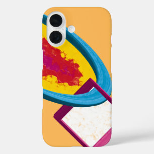 Funda iPhone 16 Vibrante Anillo Abstracto del Cosmos y Cuadrado –