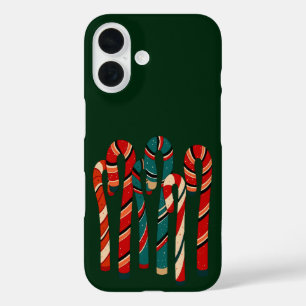 Funda iPhone 16 Vibrante bastón de caramelo de Navidad moderno de