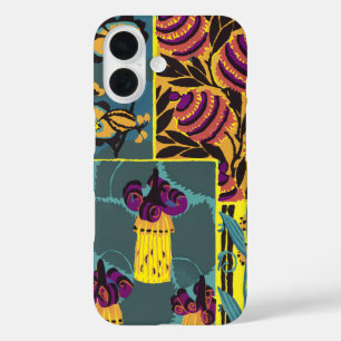 Funda iPhone 16 Vibrante Estampa Floral Maximalista de Morado y Tu