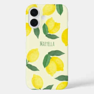 Funda iPhone 16 Vibrante limones amarillos dibujados a mano acuare