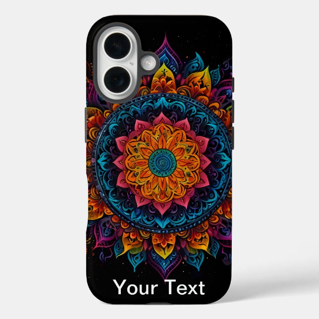 Funda iPhone 16 Vibrante Swirl Mandala: OtterBox (Reverso )
