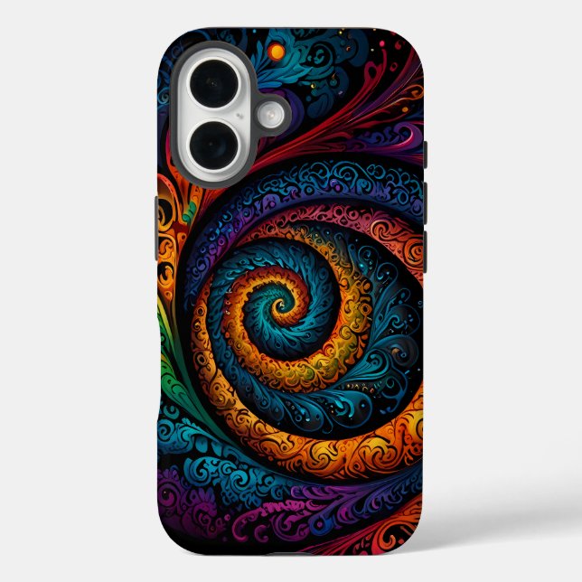 Funda iPhone 16 Vibrante Swirl Mandala: OtterBox (Reverso )