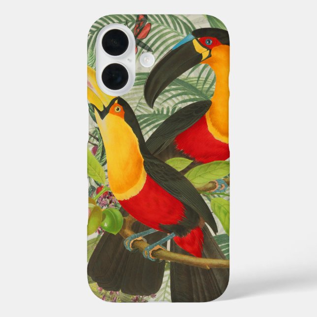 Funda iPhone 16 Vibrantes Aves Tropicales Turcas Arte Selva Exótic (Reverso )