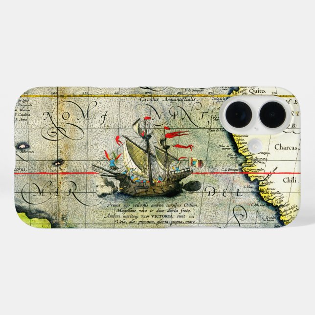 Funda iPhone 16 Victoria, mapa de antigüedades Océano Pacífico (Reverso (Horizontal))