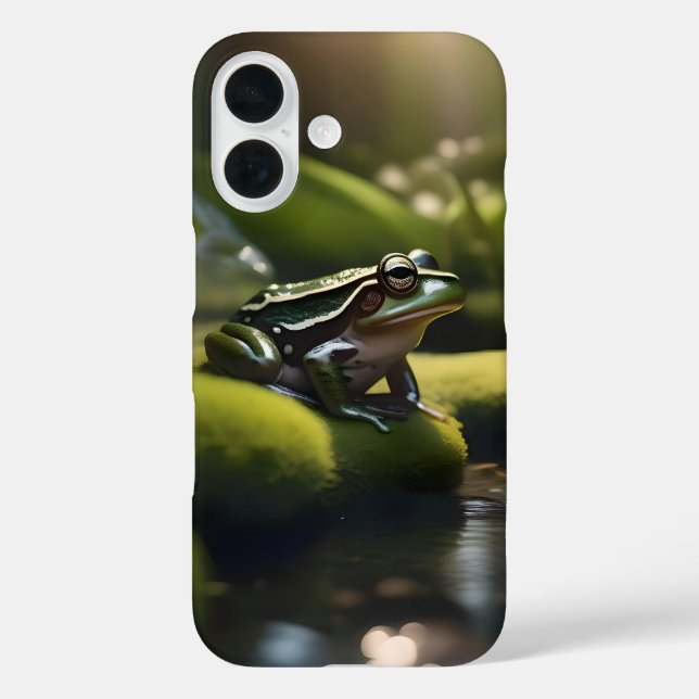 Funda iPhone 16 Vida silvestre de la rana verde, (Reverso )
