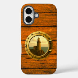 Funda iPhone 16 Viejo faro de piedra viejo grano de madera iPhone 
