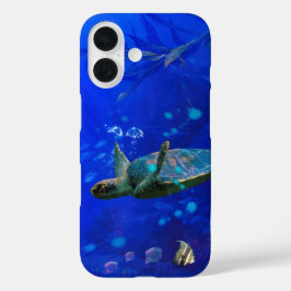 Funda iPhone 16 VIENTO DE LA tortuga marina en el agua