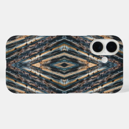 Funda iPhone 16 Vigas de madera azules y marrones Foto Perspectiva
