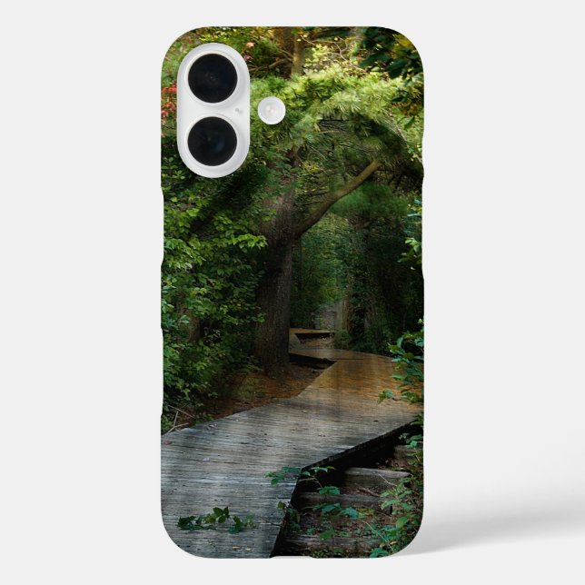 Funda iPhone 16 Vigas de sol en el bosque (Reverso )