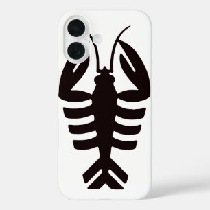 Funda iPhone 16 Vintage Art Deco Seafood, langosta en negro