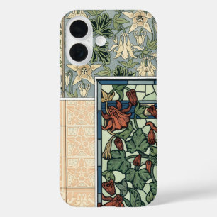 Funda iPhone 16 Vintage Art Nouveau, flores de aquilegia de Columb