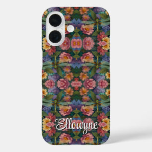 Funda iPhone 16 Vintage boho chic floral jardín libélula pastel