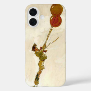 Funda iPhone 16 Vintage Boy con globos rojos en una fiesta de cump
