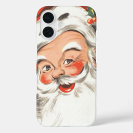 Funda iPhone 16 Vintage Christmas, Jolly Santa Claus con sonrisa