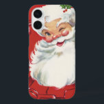 Funda iPhone 16 Vintage Christmas, Jolly Winking Santa Claus<br><div class="desc">Diseño de vacaciones de Navidades de ilustracion de época con un feliz y alegre Santa Claus usando un gorra y guiñando el ojo como si tuviera un secreto. Ho,  ho,  ho,  ¡Feliz Navidad!</div>