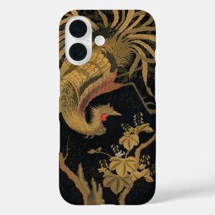 Funda iPhone 16 Vintage Japonés Phoenix Gold Black Bird