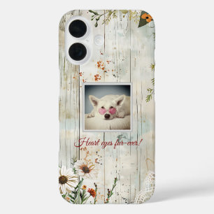Funda iPhone 16 Vintage Lace & Daisies & Photo Rustic iPhone case
