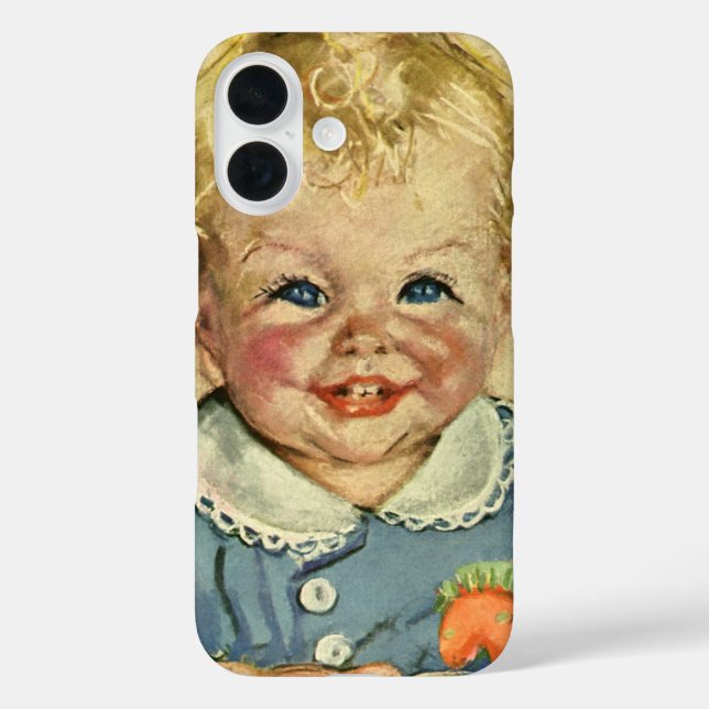 Funda iPhone 16 Vintage lindo niño escandinavo rubio con rizos (Reverso )
