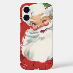 Funda iPhone 16 Vintage Navidad Santa Claus, jolly y Winking