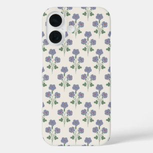 Funda iPhone 16 Vintage Periwinkle y Rojo Amapola Retro Botánico